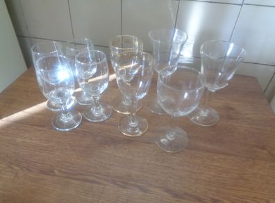 Assortment of Stemmed Glasses x 9 for Sale