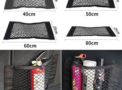 Car Back Rear Mesh Trunk Seat Elastic String Net Magic Sticker Universal Storage Bag Pocket Cage Auto Organizer Seat Back Bag