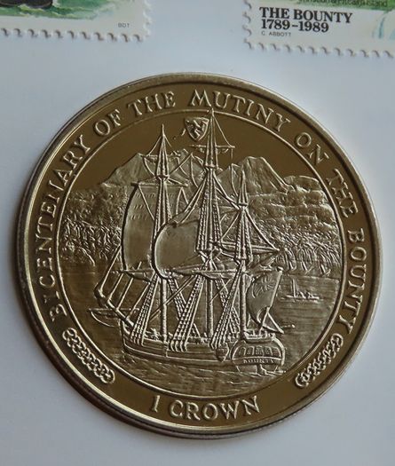 Isle of Man Mutiny on the Bounty Bicentenary 1789-1989 Crown coin stamp cover
