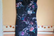 TED BAKER MARCELA black oriental floral dress midi Size 2 UK 10