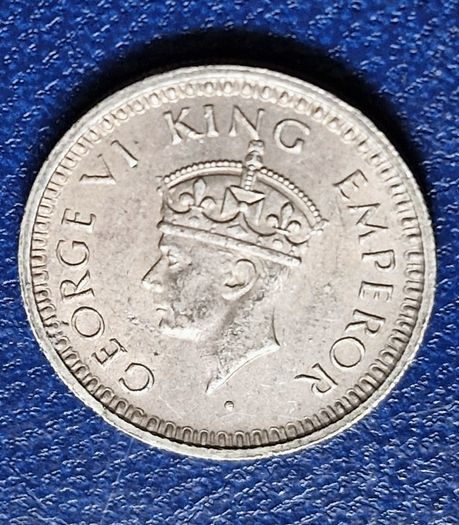 Excellent 1945 Bombay India - British  1/4 Rupee - George VI Silver coin
