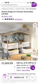 Santina Single (3') 2 Drawer House Beds Loft Bed
