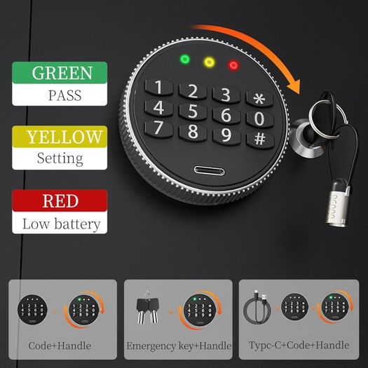 Safe Boxes for Home, Digital Electronic Security Keypad Large Safes, Cabinet Safe with Key Lock for Home Hotel Business Office Money Gun Jewelry Passport, 42L