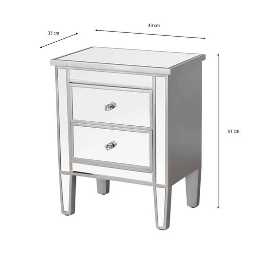 2 drawer mirrored bedside locker is for sale