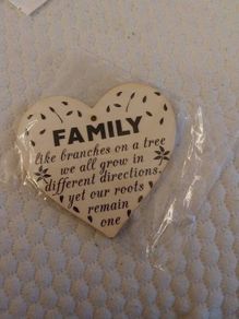 Bnwt family wooden heart