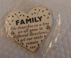 Bnwt family wooden heart