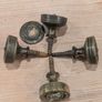 Four Antique brass Sheraton-style brass knobs with backplate for Period furniture. Image 4
