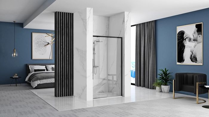 Black matt sliding shower door