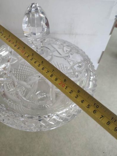 REAR  vintage GALWAY trinity knot  large Vintage Cut crystal pedestal bowl, heavy lead crystal and lid