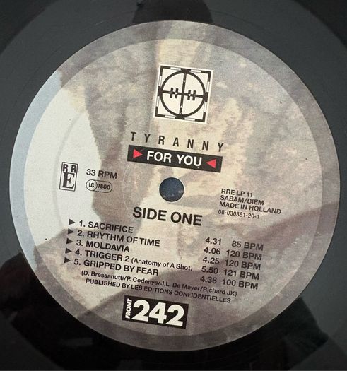 Front 242  - Tyranny For You. Very rare early 1990s original vinyl release. In excellent condition. Vinyl is unmarked. Cheaper than online.
