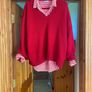 Zara Red Oversized V Neck Jumper  Size Large Image 3
