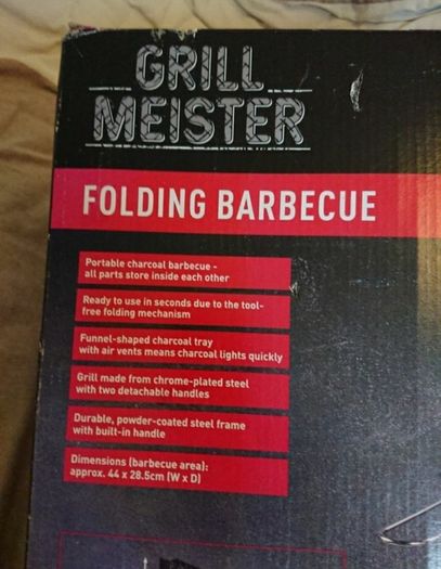 GRILL MEISTER Folding Barbecue. Camping summer birthday party relaxing. House clearance sale unwanted stuff gift car boot sale. Summer beach caravan park