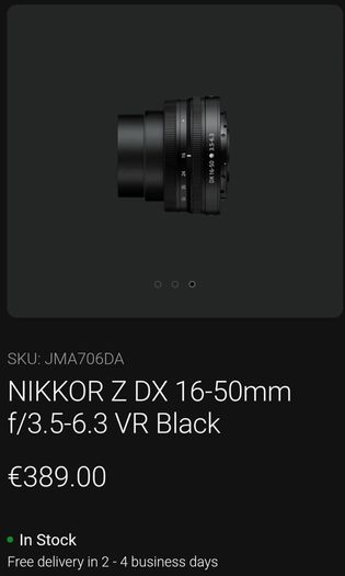 Nikon Nikkor Z Dx 16-50mm F/3.5-6.3 Vr Black