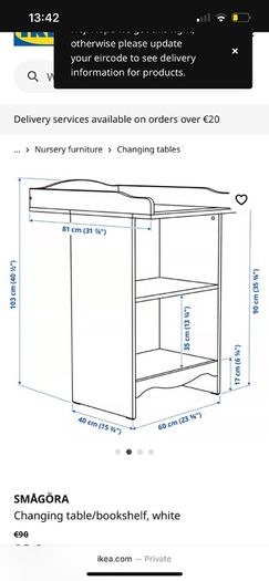 Smagora changing table/book shelf