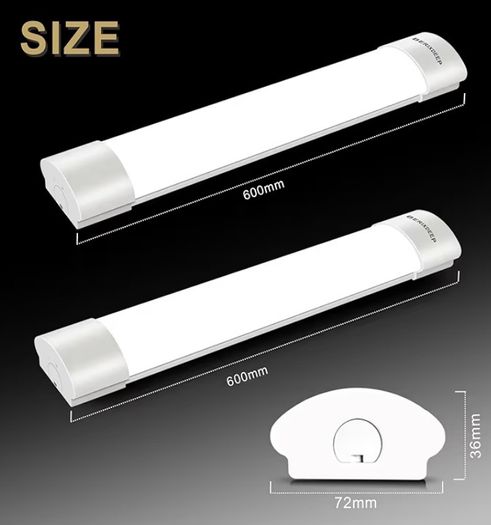 Lights 2 Pack, Waterproof Plug in Strip Lights with Switch, IP65 Plug in Ceiling Light for Garage, Shed, Under Counter, Wardrobe, 6500K Daylight, 2FT, 60cm, 18W