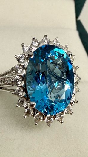 Topaz & White Zircon Statement Halo Ring