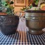 Two vintage brass flower pots Image 5