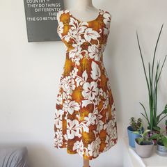 VINTAGE 1960s Royal Hawaiian floral cotton mini dress S M 10 12 1960s Made in Hawaii
