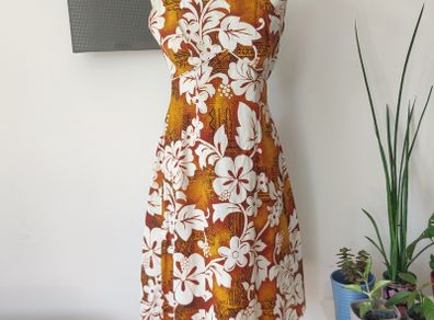 VINTAGE 1960s Royal Hawaiian floral cotton mini dress S M 10 12 1960s Made in Hawaii