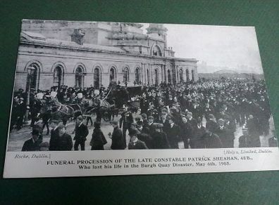 Post card Constable Sheahan RIC Dublin Ireland Irish railway station DMP