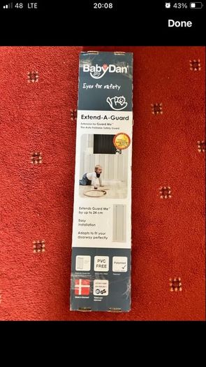 Two Babydan auto retracting stair gates plus brand new extensions