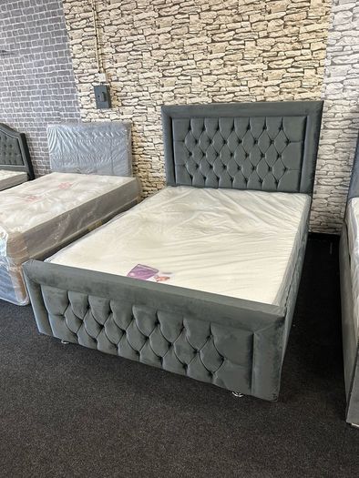 Dark grey Hilton Bed Frame with Mattresses