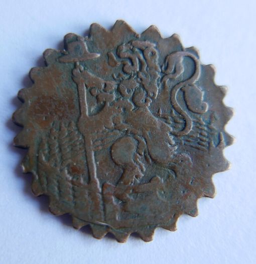 Rare 1680 Netherlands Holland VOC 1 Duit Singing Lion Copper Coin