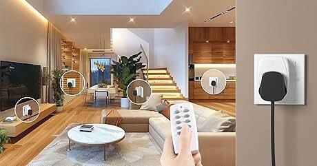 DEWENWILS Wireless Remote Control Sockets, 13A 3120W Heavy Duty Remote Switch, 30M Control Range, Programmable Remote Plug for Vacs, 5 Sockets and 2 Remotes