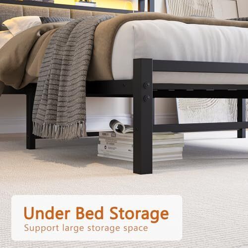 Double Bed Frame with Storage and LED Lights
