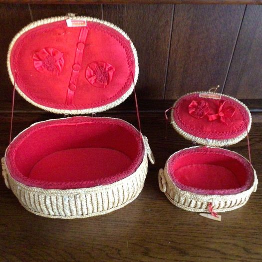 A Pair Of Graduating Vintage Sewing Baskets