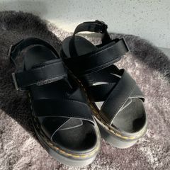 Dr Martens / Docs Size 5, Voss 11 Quad Athena Leather Strap Platform Sandals in Black