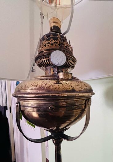 Antique Brass Veritas Converted Parafin Floor Lamp