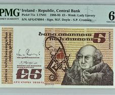 Ireland | 1991 | 5 Pounds | P.71e | Afg 476984 | 66 Epq | Gem Unc