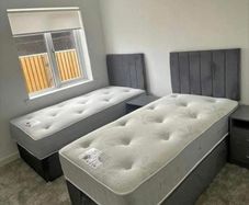New Stylish single ,Double 4ft, 4ft6, King 5ft And 6ft Superking Sizes Divan Beds Instock. Drawers And Optional Tufted Mattresses Available. Free Delivery