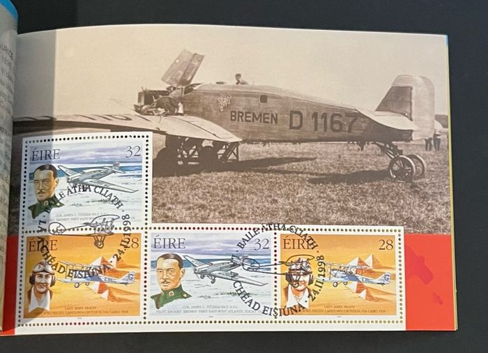 1998 Ireland Pioneers of Irish Aviation Commemorative Stamps Booklet with Dublin First Day of Issue Pictorial Cancel. Hibernian HB63