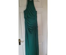 Lipsy size 10 emerald green ruched maxi dress, worn once