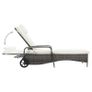 Sun Lounger with Wheels Poly Rattan Grey Image 2