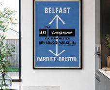 EXTREMELY Rare Original 1959 BEA and Cambrian Airways Belfast Aviation Framed Poster