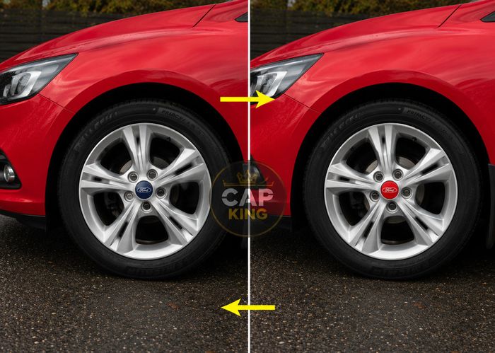 4 x Red Ford Centre Caps - FREE POST
