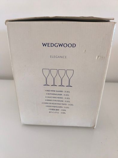 Wedgwood Elegance 24% Lead Crystal Red Wine Glasses Set of 4  Boxed