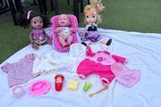 3 Dolls with Clothes Seat and Accessories Bundle