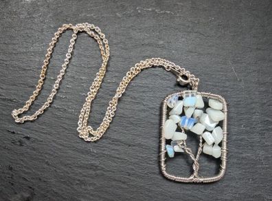 Real Moonstone and White Quartz necklace