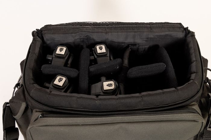 Three Yongnuo YN600EX-RT II flashguns with bag and accessories