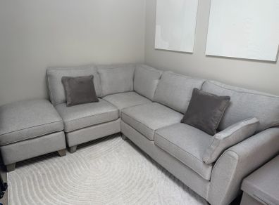 Corner group sofa with chaise and footstool