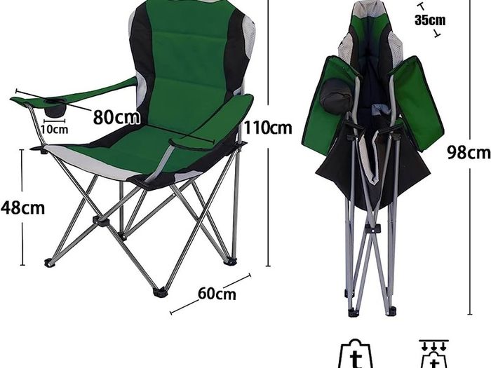 Camping Chair, Padded Camping Chairs for Adults with Armrests and Cup Holder, Heavy Duty Folding Chair Portable for Fishing Beach, Perfect for Caravan Trips, BBQs, Garden, Picnic, Travelling (FREE SHIPPING)