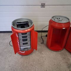 coca cola fridge and stereo