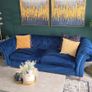Large 3 Seater Navy Velvet Sofa  - Next home Image 2