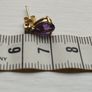 9ct yellow gold amethyst and diamond stud earrings. Image 9