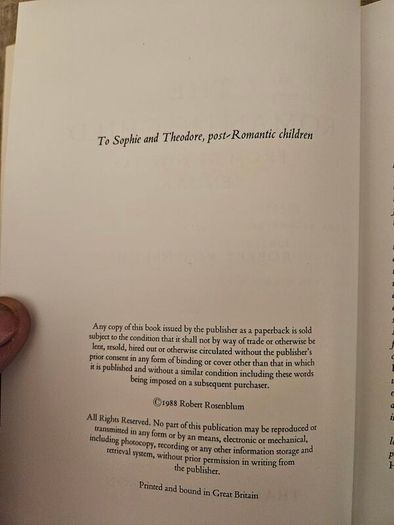 The Romantic Child. From Runge To Sendak. By Robert Rosenblum. First Edition Hardback With Dustjacket In Good Condition.  See Photos For Same.