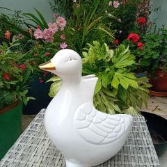 Large vintage ceramic duck planter